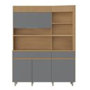 Ver imagem 2 de Armário de Cozinha 4 Portas 2 Gavetas 160cm Torre Angular 100% MDF Realeza Marrom/Carvalho/Titânio