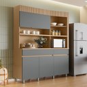 Ver imagem 1 de Armário de Cozinha 4 Portas 2 Gavetas 160cm Torre Angular 100% MDF Realeza Marrom/Carvalho/Titânio