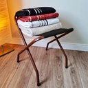 Ver imagem 4 de Suporte de Mala Alumínio Amadeirado com Encosto Preto Reforçado 100 Kg