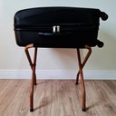 Ver imagem 7 de Suporte de Mala Alumínio Amadeirado com Encosto Preto Reforçado 100 Kg