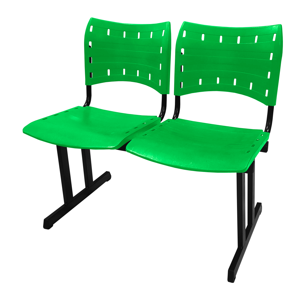 Cadeira Iso Rp Longarina Polipropileno 2 Lugares Colorida Cor:verde