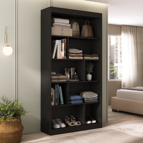 Estante para Quarto Artemis Espresso Móveis Preto/Onix