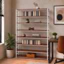 Ver imagem 2 de Estante Multiuso Organizador Livreiro Estilo Industrial 180x110 Branco Mogno