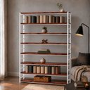 Ver imagem 1 de Estante Multiuso Organizador Livreiro Estilo Industrial 180x110 Branco Mogno