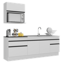 Ver imagem 1 de Armário de Cozinha Compacta 220cm com Rodapé Veneza Multimóveis V2110 Branco/preto