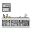 Ver imagem 6 de Armário de Cozinha Compacta 220cm com Rodapé Veneza Multimóveis V2110 Branco/preto