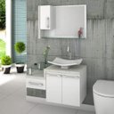 Ver imagem 1 de Conjunto para Banheiro Gabinete com Cuba F44 e Espelheira Legno 830W Branco/Snow