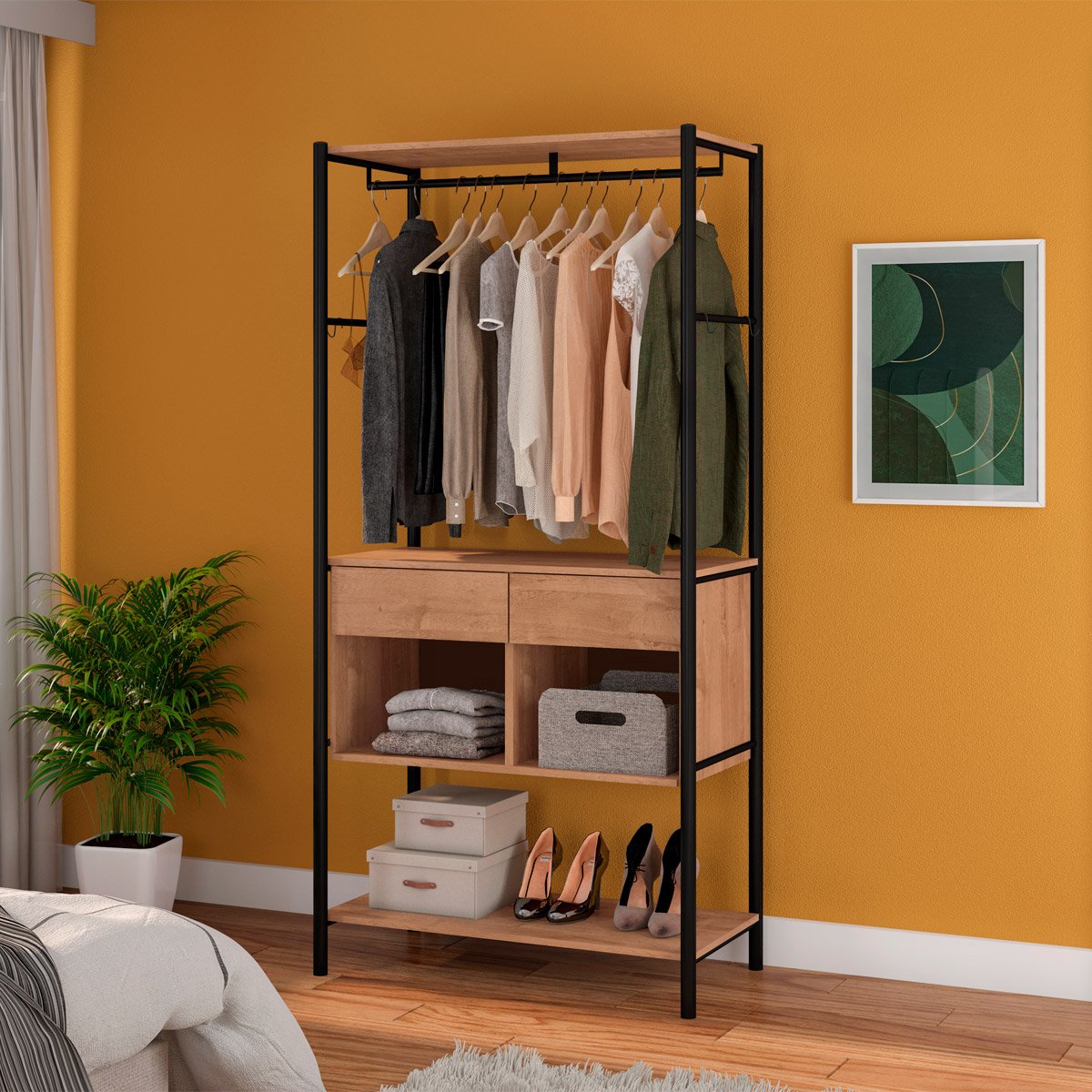 Guarda Roupa Closet Solteiro Barcelona Com Modular Paris Preto ...