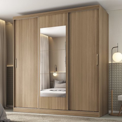 Guarda-Roupa 3 Portas com Espelho Araçá CabeCasa MadeiraOriginals
