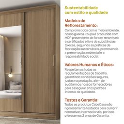 Guarda-roupa 3 Portas com Espelho Araçá Cabecasa Madeiramadeira - 11