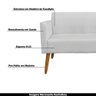 Namoradeira e 2 Poltronas Pés Palito Madeira Suede Cinza - 9