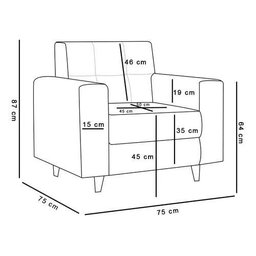 Kit Poltronas Estofadas Arezzo Suede: Marrom - 2