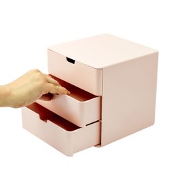 Gaveteiro de Mesa Organizador Multiuso 3 Gavetas Rosa - 2