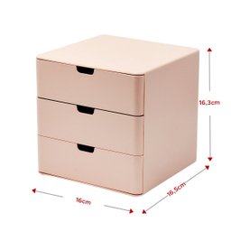 Gaveteiro de Mesa Organizador Multiuso 3 Gavetas Rosa - 3