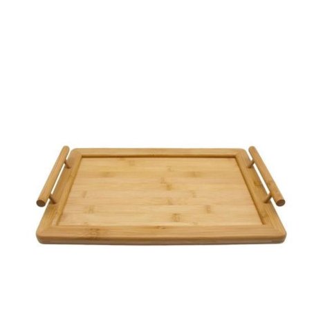Bandeja Retangular De Bambu Com Alças 40 X 27Cm