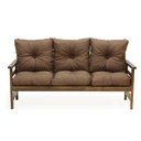 Ver imagem 3 de Conjunto Sofá Havaí 3 Lugares + 2 Poltronas de Madeira com Almofadas Confortáveis - Marrom