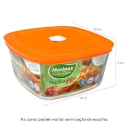 3 Potes de Vidro com Tampa Quadrado 2L Marinex Facilita Cores Sortidas Tigelas - 3