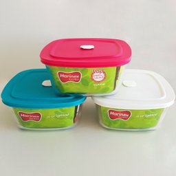 3 Potes de Vidro com Tampa Quadrado 2L Marinex Facilita Cores Sortidas Tigelas - 2