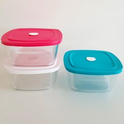3 Potes de Vidro com Tampa Quadrado 2L Marinex Facilita Cores Sortidas Tigelas - 7