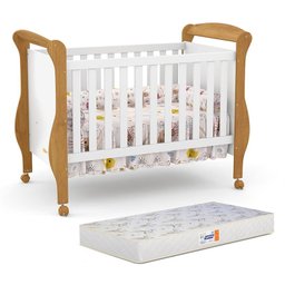 Berço Americano Smart com Colchão D18 Freijó/Branco Soft - Matic Móveis - 1