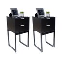 Ver imagem 1 de Mesa de Cabeceira Eco Industrial 30cm Preto 2 Gavetas Pés Ferro Preto para Quarto Cama