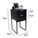 Ver imagem 2 de Mesa de Cabeceira Eco Industrial 30cm Preto 2 Gavetas Pés Ferro Preto para Quarto Cama