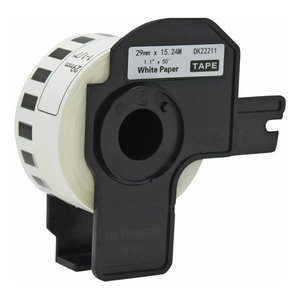 Rolo de Etiqueta Termica Compativel Brother Dk22211 - 29mmx15,24mts Continua Preto/branco