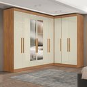 Ver imagem 1 de Guarda-Roupa Modulado de Canto com Puxadores MDF e Espelho Paris Off White/Cinamomo