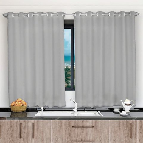 Cortina 2,00x1,20 Janela Sala Quarto Cozinha Tecido Liso:cinza