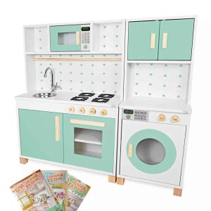 Kit Cozinha Infantil e Máquina de Lavar Infantil - Verde Claro