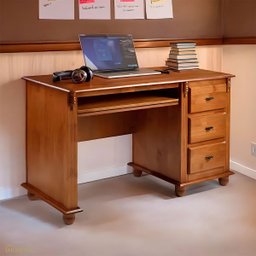 Escrivaninha Madeira Maciça 3 Gavetas Suporte para Teclado e Divisor de Ambiente 50605 Linz Moveis - 1 Escrivaninha Madeira Maciça 3 Gavetas Suporte para Teclado e Divisor de Ambiente 50605 Linz Moveis - 1