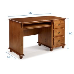 Escrivaninha Madeira Maciça 3 Gavetas Suporte para Teclado e Divisor de Ambiente 50605 Linz Moveis - 4