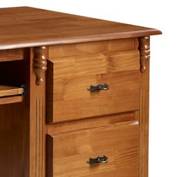 Escrivaninha Madeira Maciça 3 Gavetas Suporte para Teclado e Divisor de Ambiente 50605 Linz Moveis - 2