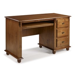 Escrivaninha Madeira Maciça 3 Gavetas Suporte para Teclado e Divisor de Ambiente 50605 Linz Moveis - 1