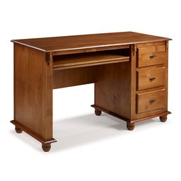 Escrivaninha Madeira Maciça 3 Gavetas Suporte para Teclado e Divisor de Ambiente 50605 Linz Moveis - 2 Escrivaninha Madeira Maciça 3 Gavetas Suporte para Teclado e Divisor de Ambiente 50605 Linz Moveis - 2