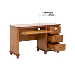 Escrivaninha Madeira Maciça 3 Gavetas Suporte para Teclado e Divisor de Ambiente 50605 Linz Moveis - 5