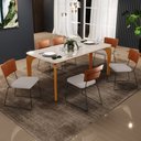 Ver imagem 2 de Mesa Capri 160cm Off White Nature Com 6 Cadeiras Allana B05 Couríssimo Camel Linho Bege - Lyam