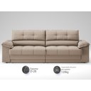 Ver imagem 3 de Sofá com Carregador Usb e Molas no Assento Retrátil Reclinável Mimo 2,00m Velosuede Capuccino - Nets