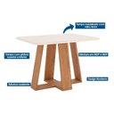Ver imagem 2 de Conjunto: Mesa de Cozinha Lins C/ Tampo Madeirado C/ Vidro Curvo 120x80cm e 4 Cadeiras Milla Plus