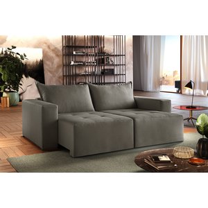 Sofá Retrátil Urano Palha 2.20cm Almofadas Soltas