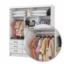 Ver imagem 6 de Guarda-roupa Solteiro Sevilha 3 Portas 9 Gavetas com Espelho Branco - Carioca Móveis