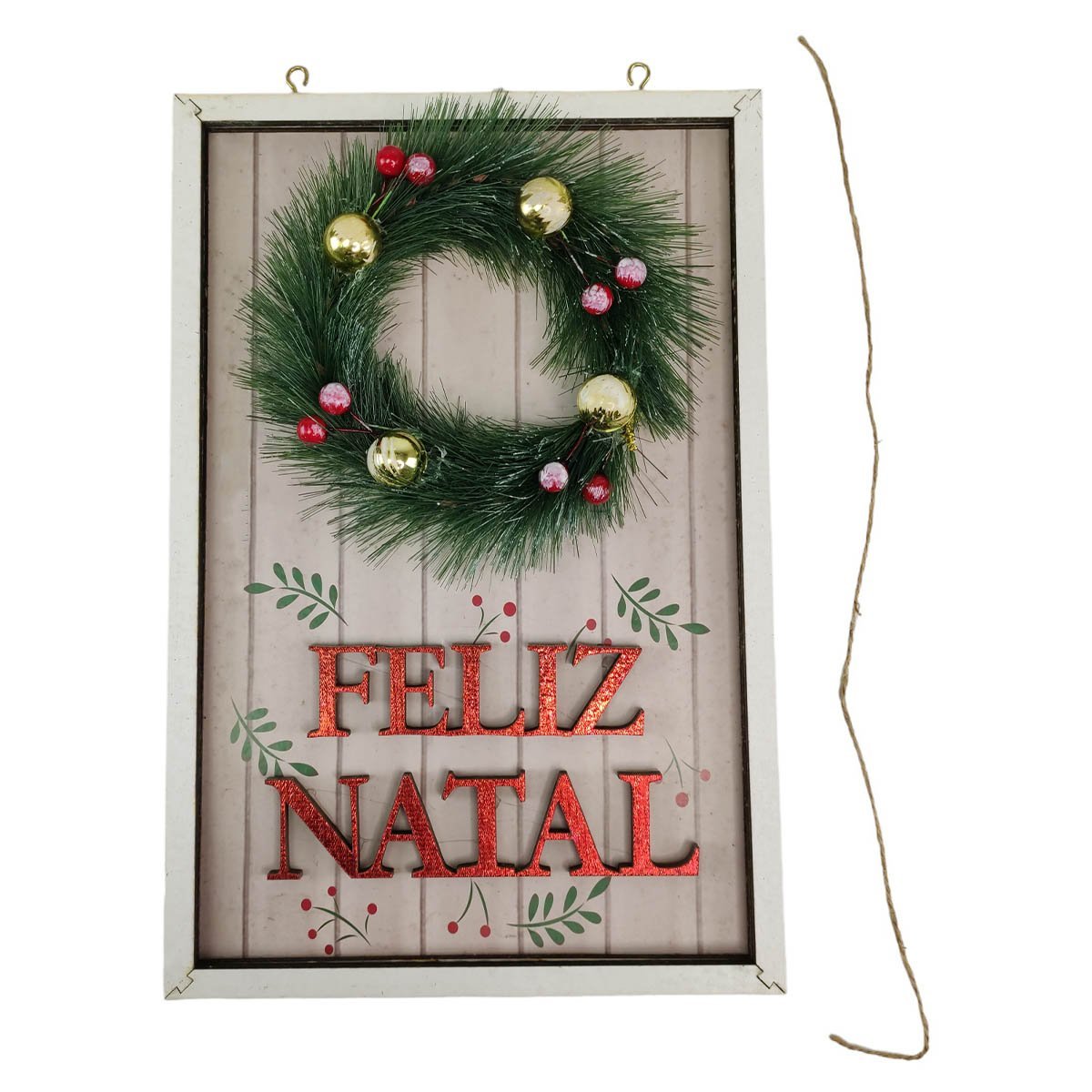 Quadro Decorativo Natalino Feliz Natal Guirlanda Com Bolinhas Ornamentaçao Parede Porta Comemoraçao  - 2