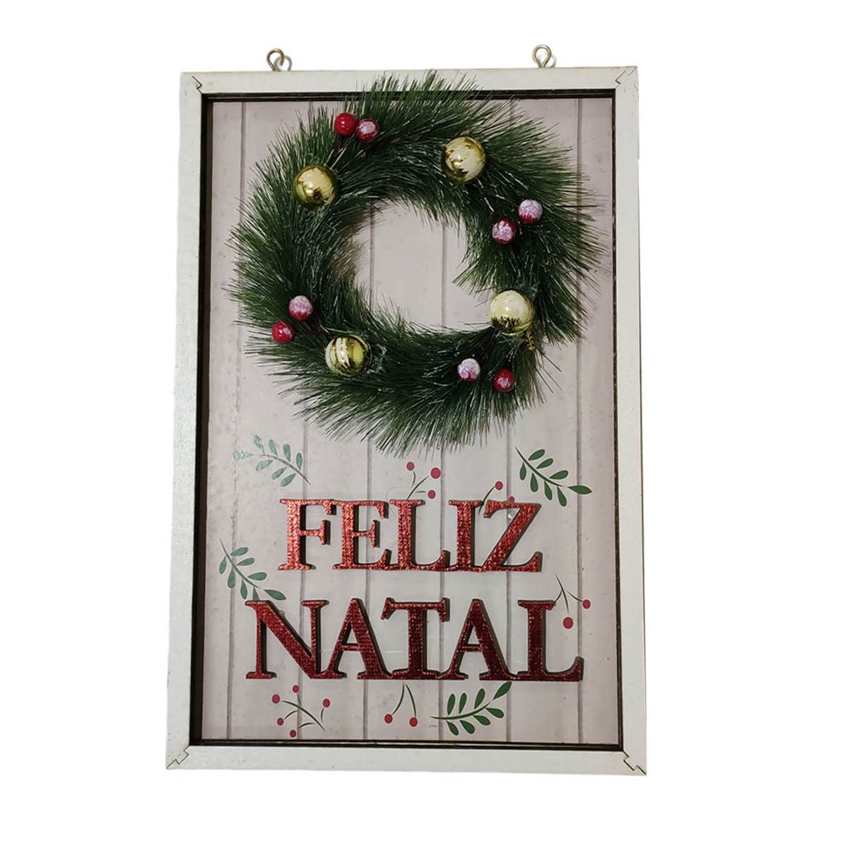 Quadro Decorativo Natalino Feliz Natal Guirlanda Com Bolinhas Ornamentaçao Parede Porta Comemoraçao 