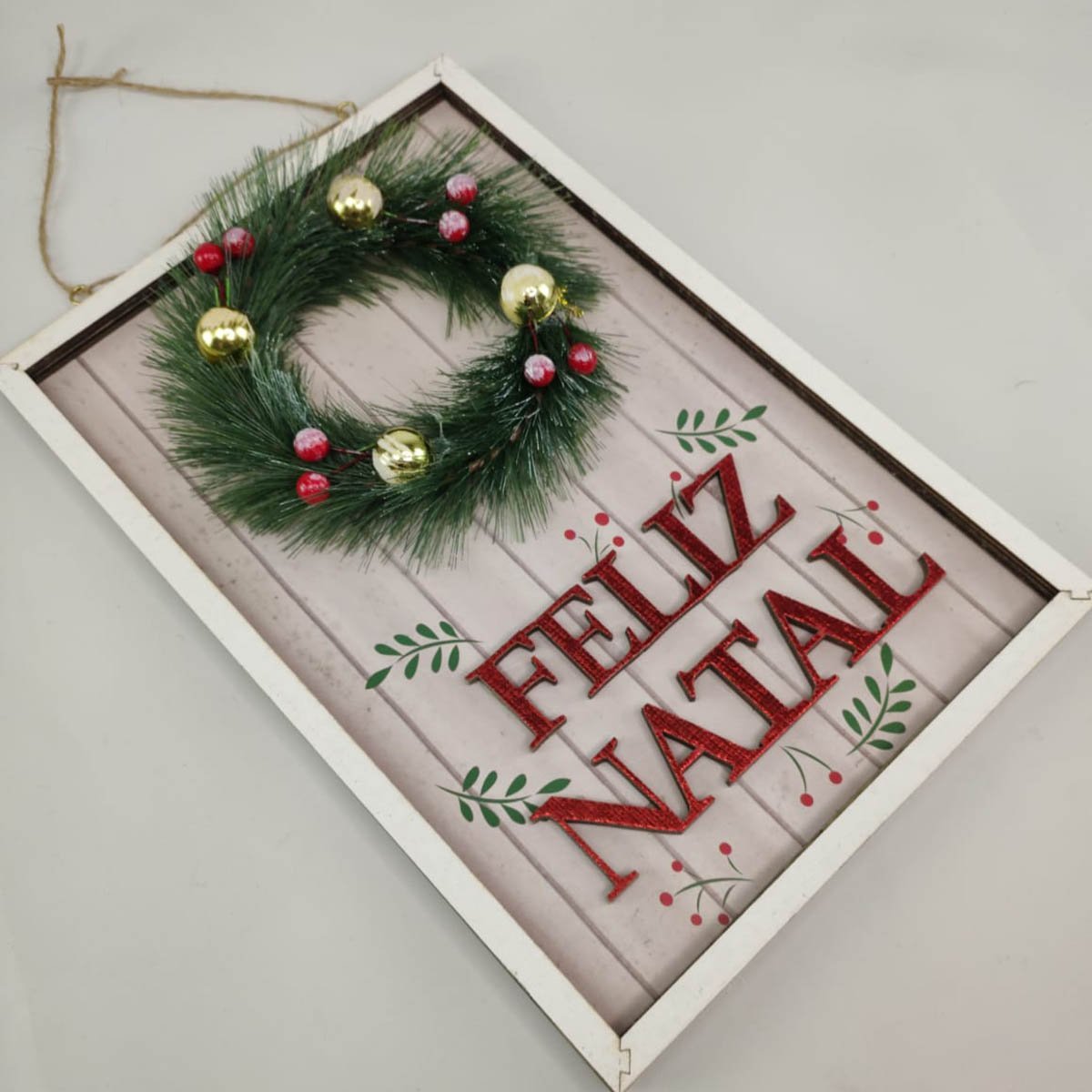 Quadro Decorativo Natalino Feliz Natal Guirlanda Com Bolinhas Ornamentaçao Parede Porta Comemoraçao  - 9