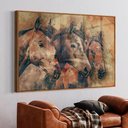 Ver imagem 1 de Quadro Decorativo Cavalos em Moldura Caixa Tacolado Moldura Trad 1cm Madeira Escura com Vidro 40 X 6