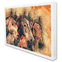 Ver imagem 2 de Quadro Decorativo Cavalos em Moldura Caixa Tacolado Moldura Trad 1cm Madeira Escura com Vidro 40 X 6