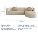 Ver imagem 3 de Sofá Modular Sala de Estar Decoração Luxo 265cm Lado Esquerdo Bouclé Celinne Luxuoso
