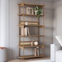 Ver imagem 2 de Estante Livreiro Multiuso 6 Prateleiras Industrial Indy A03 Hanover Dourado - Lyam Decor