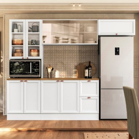 Cozinha Completa Modulada Americana com Vidro Reflecta 4 Peças Yescasa