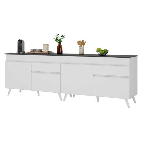 Kit Armário de Cozinha Gabinete Pia 120cm Veneza Multimóveis Mp2159 Branco